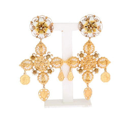 Gold Crystal MARIA Clip On Earrings