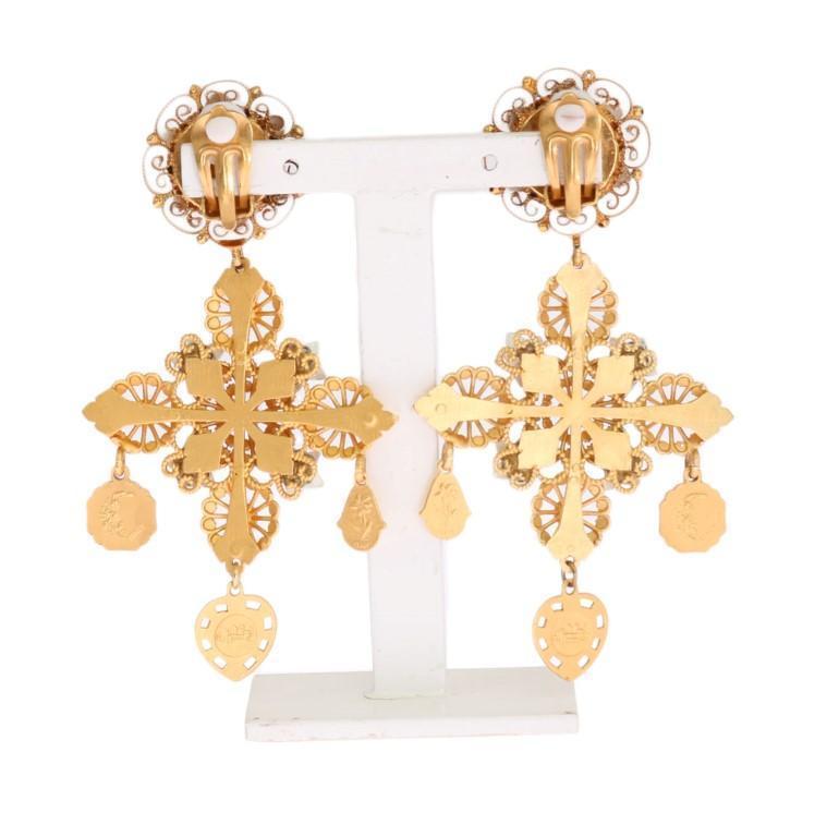 Gold Crystal MARIA Clip On Earrings