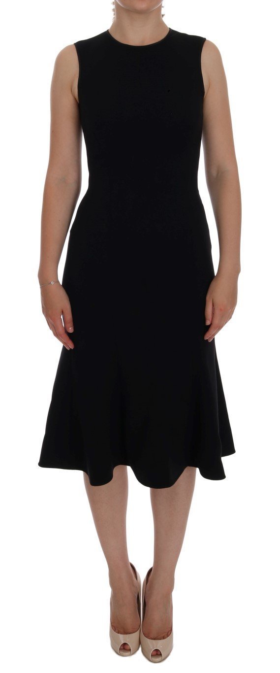 Black Wool Stretch Shift Dress