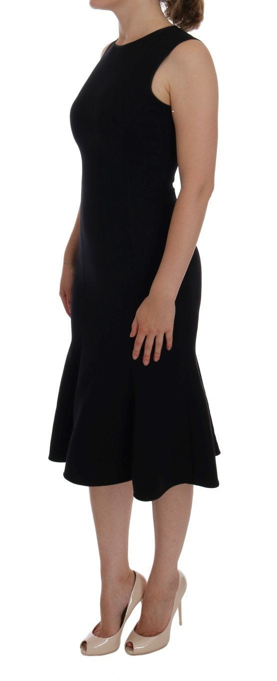 Black Wool Stretch Shift Dress