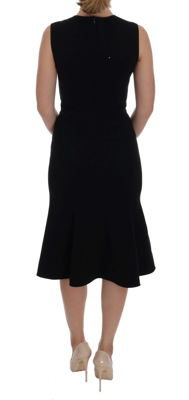 Black Wool Stretch Shift Dress