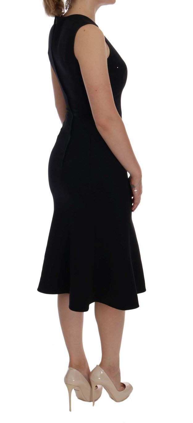 Black Wool Stretch Shift Dress