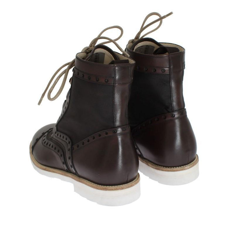 Brown Leather Above Ankle Tall Boots