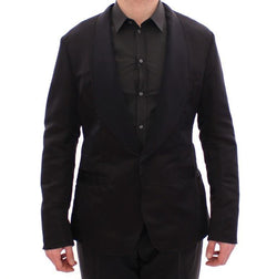 Black silk slim fit blazer