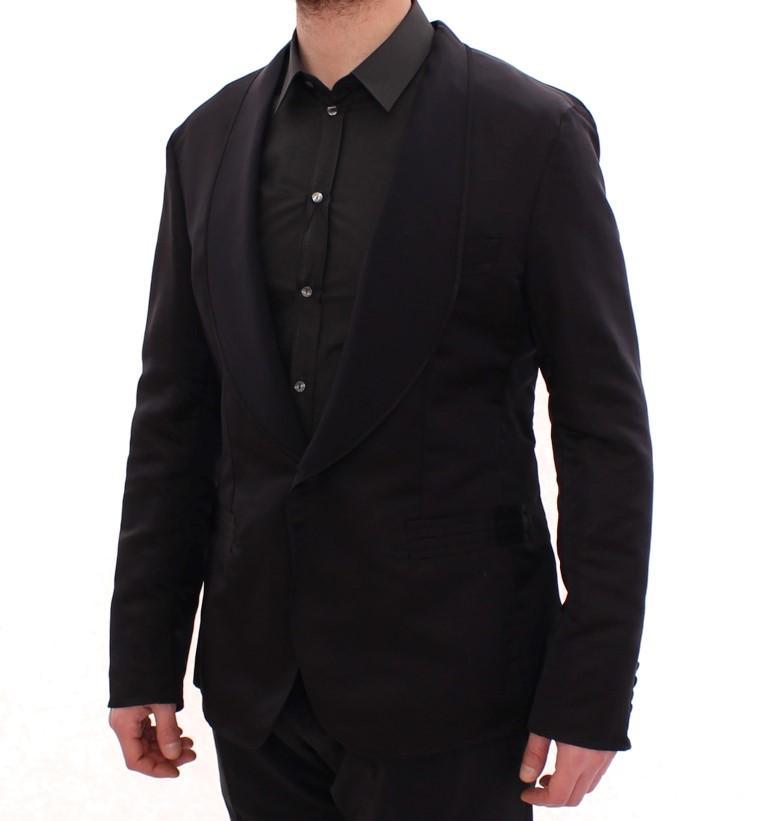 Black silk slim fit blazer