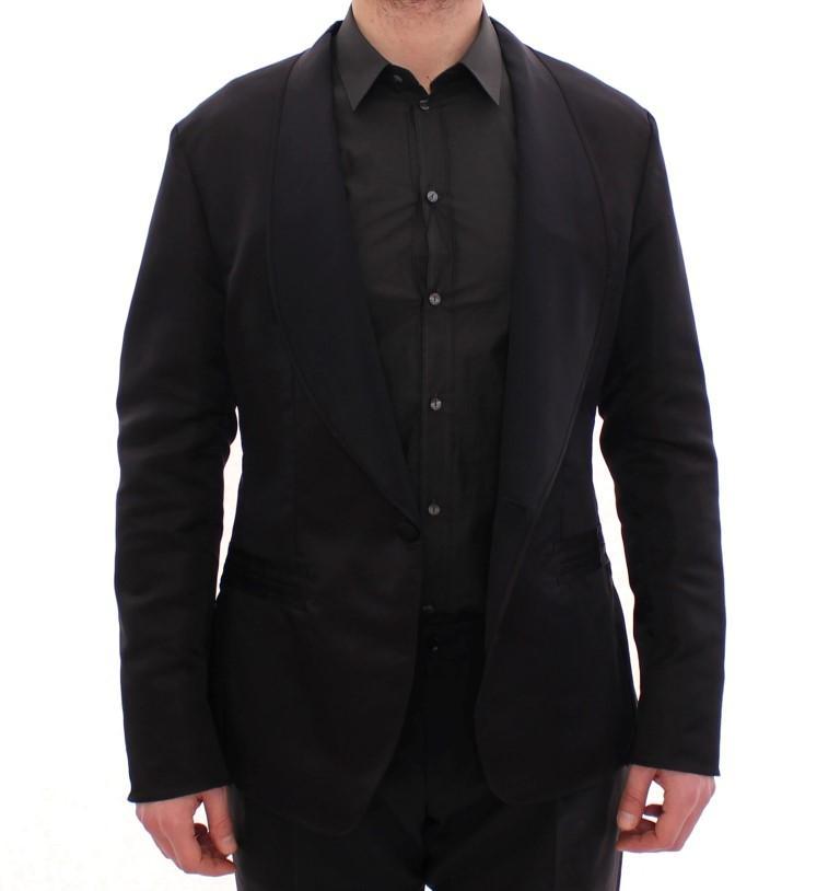 Black silk slim fit blazer