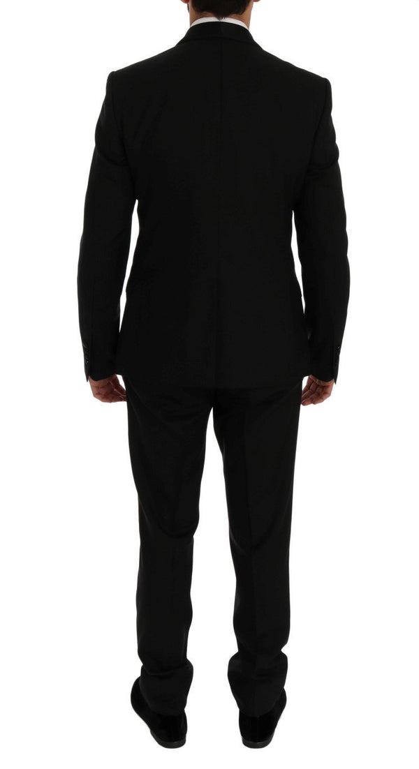 Black Wool Silk Slim Fit 3 Piece Suit