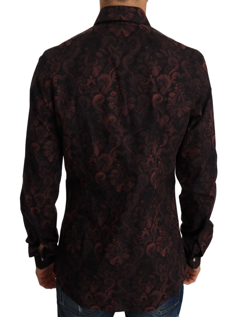 Multicolor Bordeaux Silk Slim Shirt