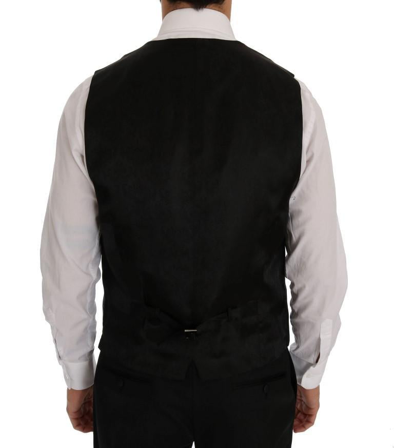 Black Wool Silk Slim Fit 3 Piece Suit