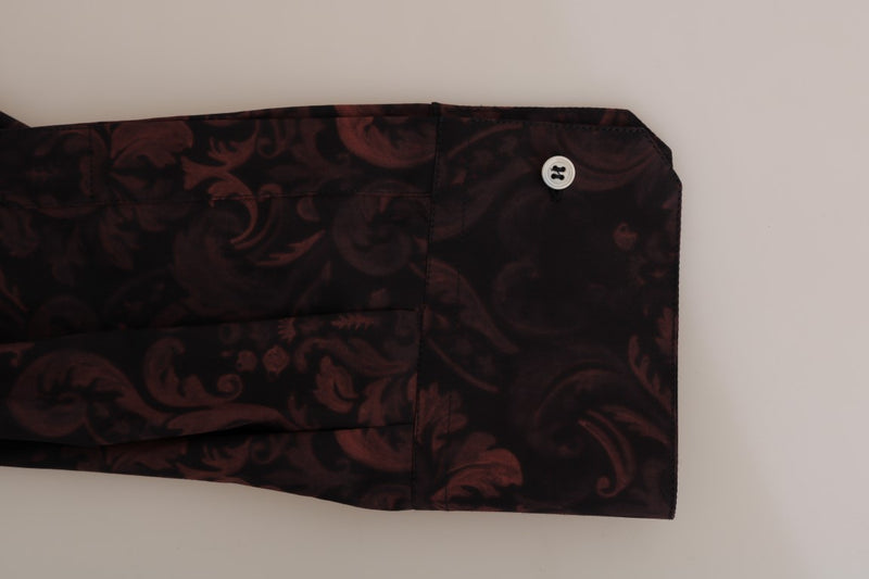 Multicolor Bordeaux Silk Slim Shirt