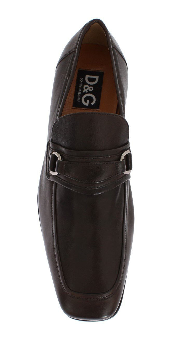 Brown Leather Formal Loafers Shoes