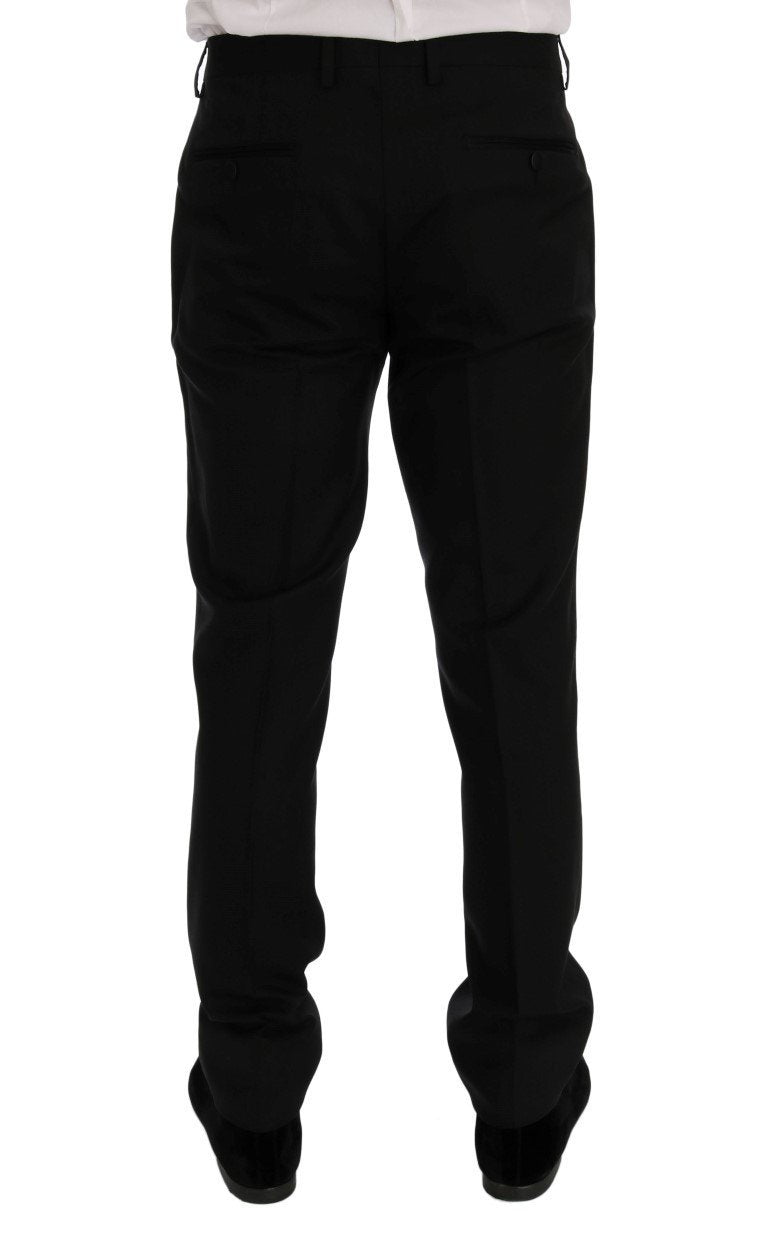 Black Wool Silk Slim Fit 3 Piece Suit