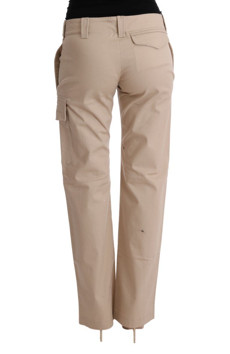 Beige Cotton Wool Regular Fit Pants