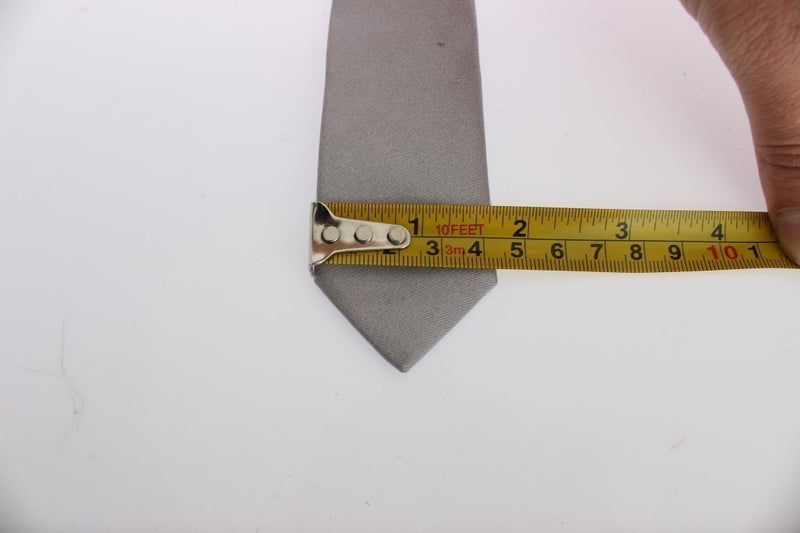 Gray Silver Solid Silk Skinny Slim Tie