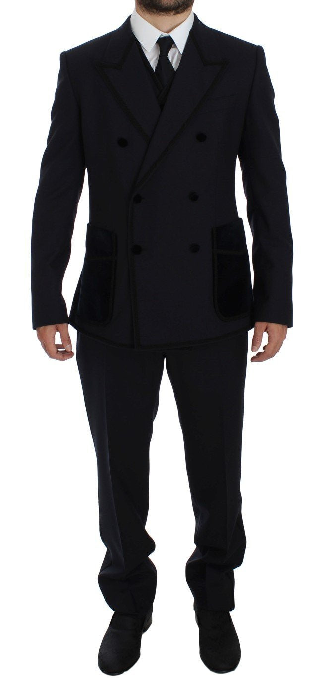 Blue Wool Torero Slim 3 Piece Suit Tuxedo