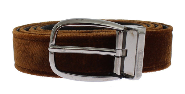 Brown Velvet Logo Waist Silver Buckle Belt