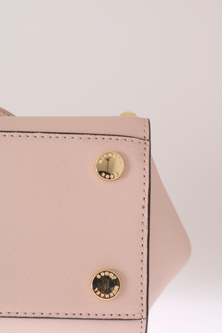 Pink SELMA STUD Leather Messenger Bag