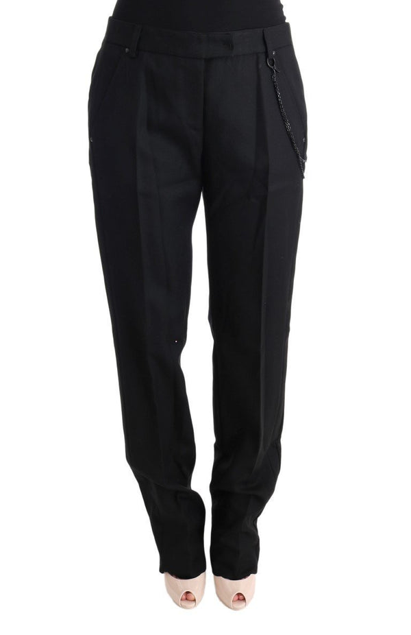 Black Wool Regular Fit Pants