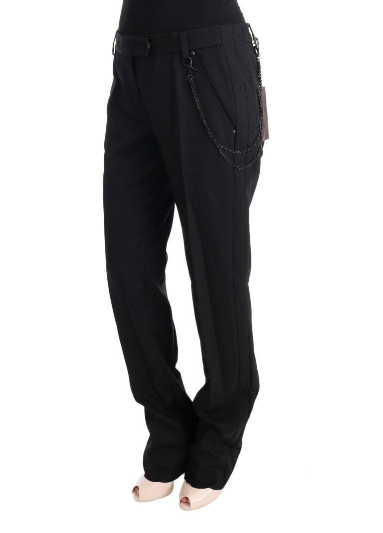 Black Wool Regular Fit Pants