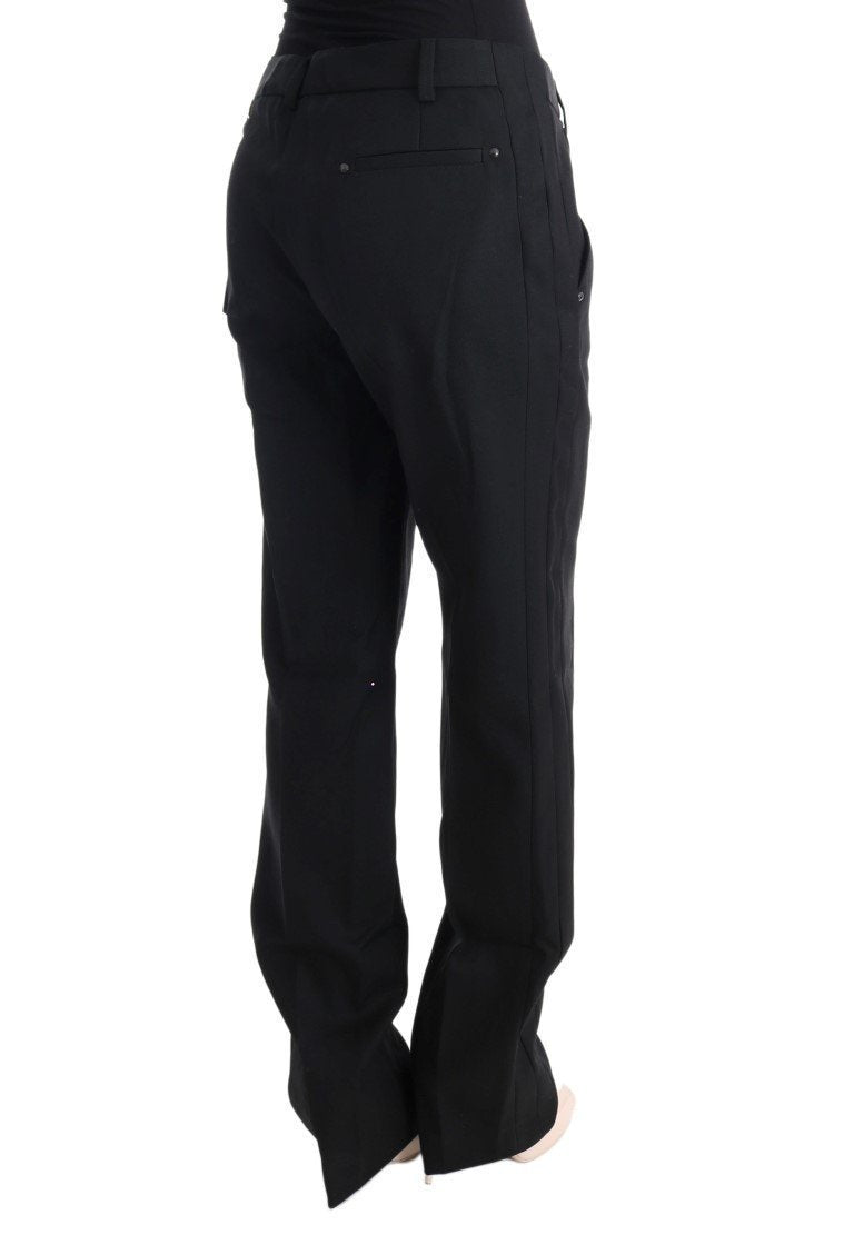 Black Wool Regular Fit Pants