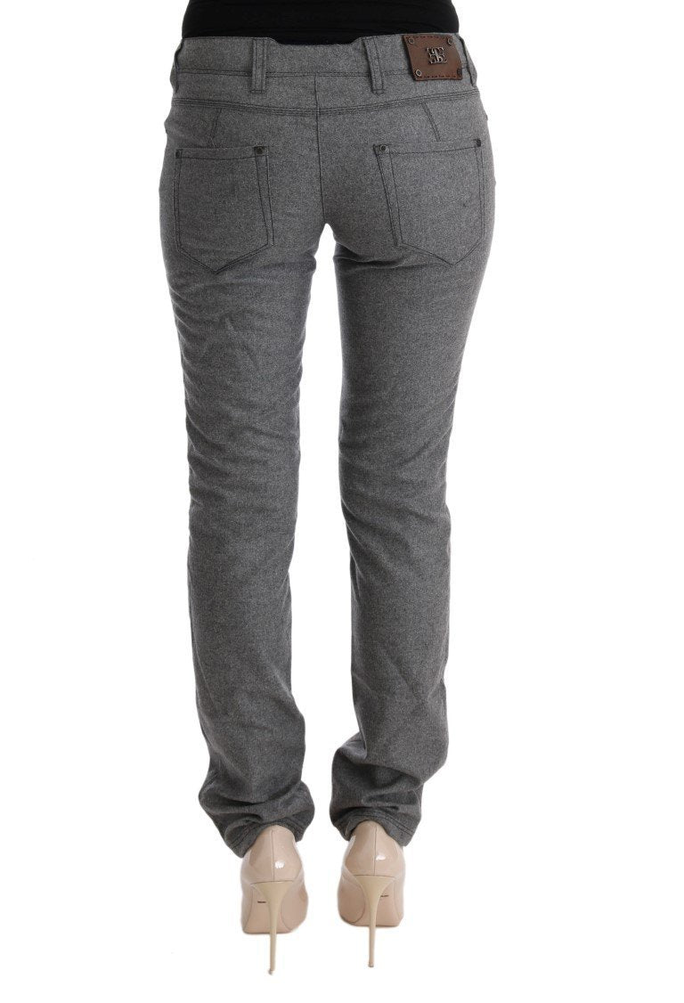 Gray Virgin Wool Skinny Casual Pants