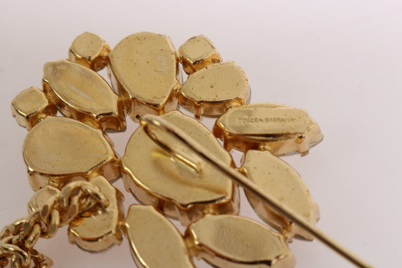 Gold Plated Brass Clear Crystal Brooch Pin