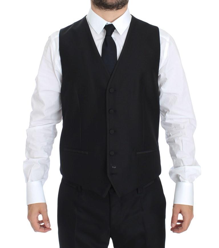Black Wool Silk Slim 3 Piece Suit Tuxedo