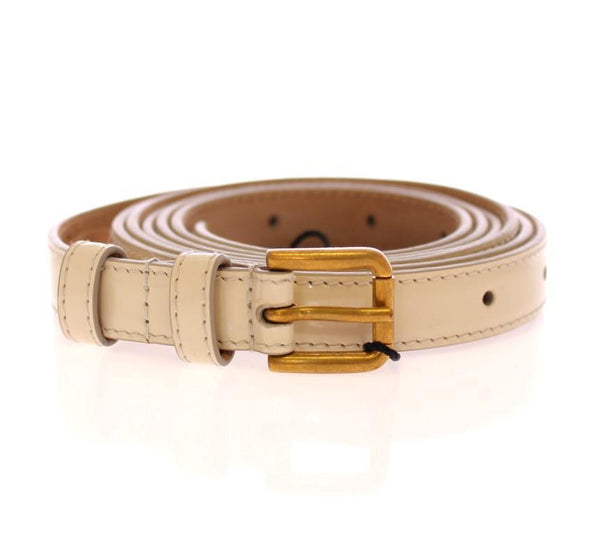 White Leather Logo Belt