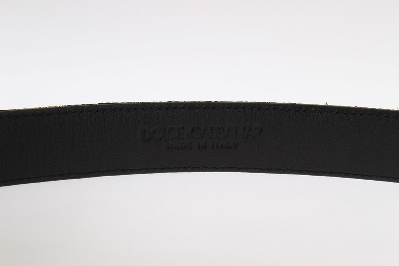 Black Leather Gold Brocade Belt