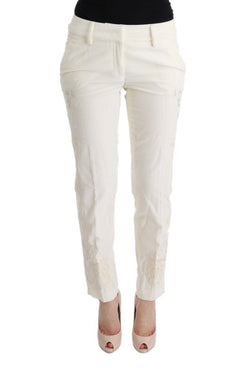 White Cotton Cropped Capri Casual Pants