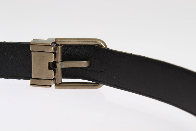 Black Leather Gold Brocade Belt