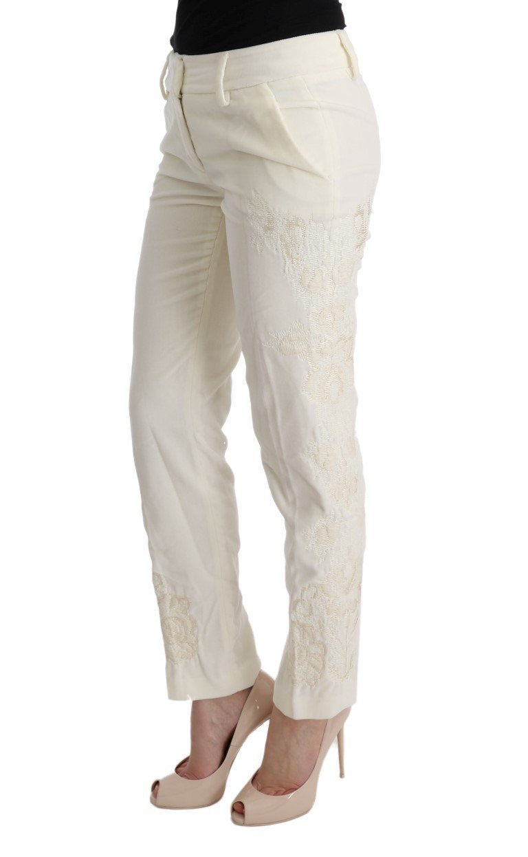 White Cotton Cropped Capri Casual Pants