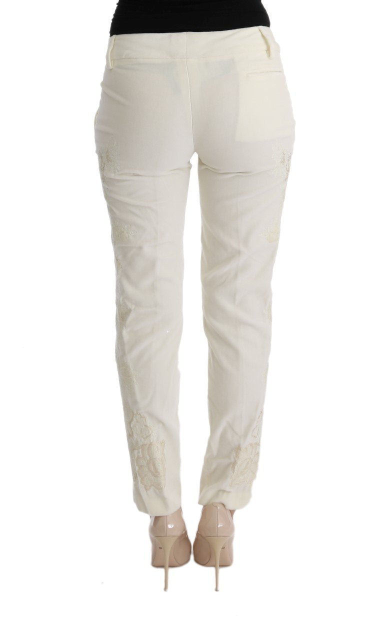 White Cotton Cropped Capri Casual Pants