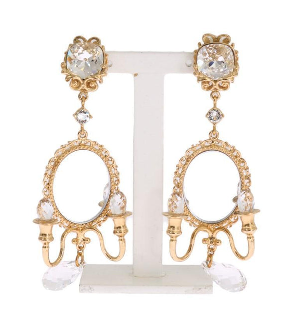 Gold Chandelier Crystal Clip On Earrings