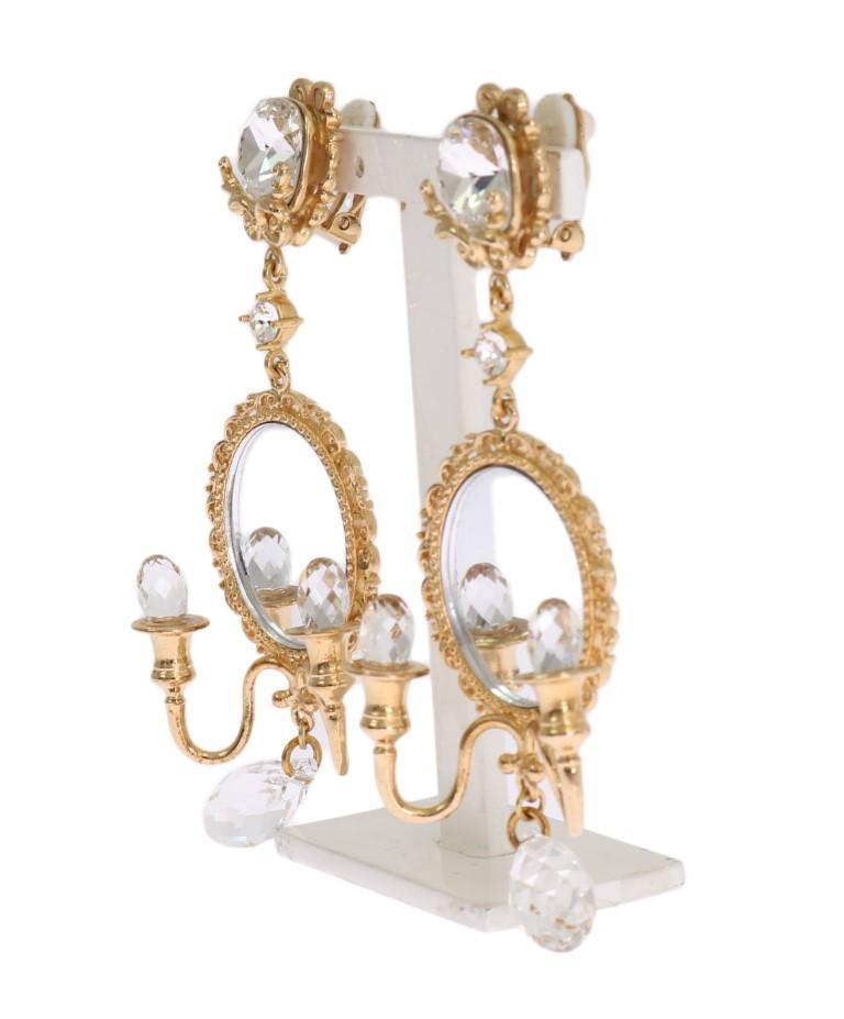 Gold Chandelier Crystal Clip On Earrings