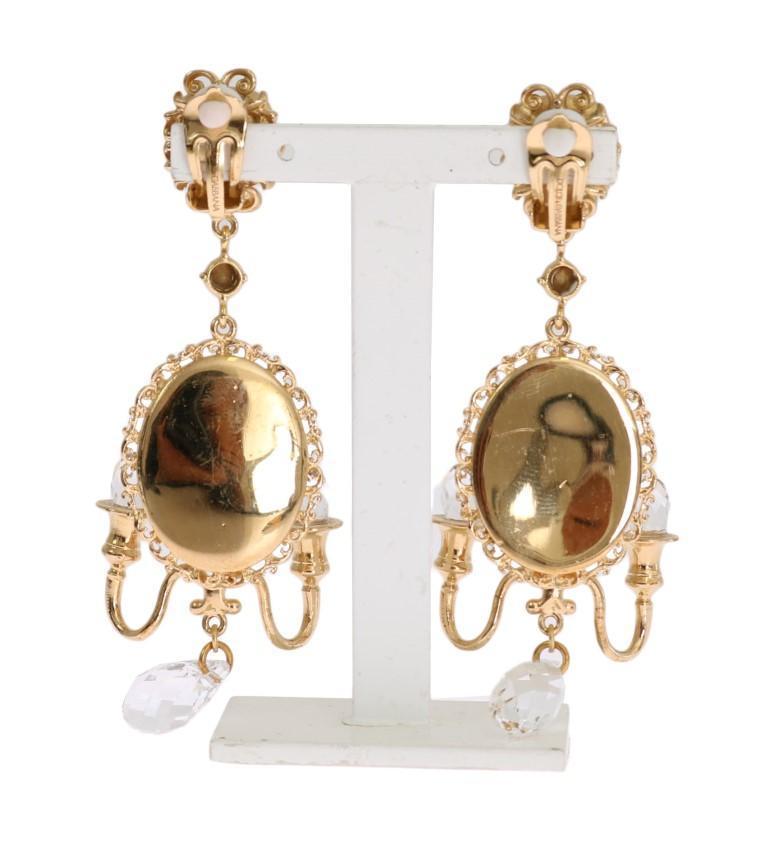 Gold Chandelier Crystal Clip On Earrings