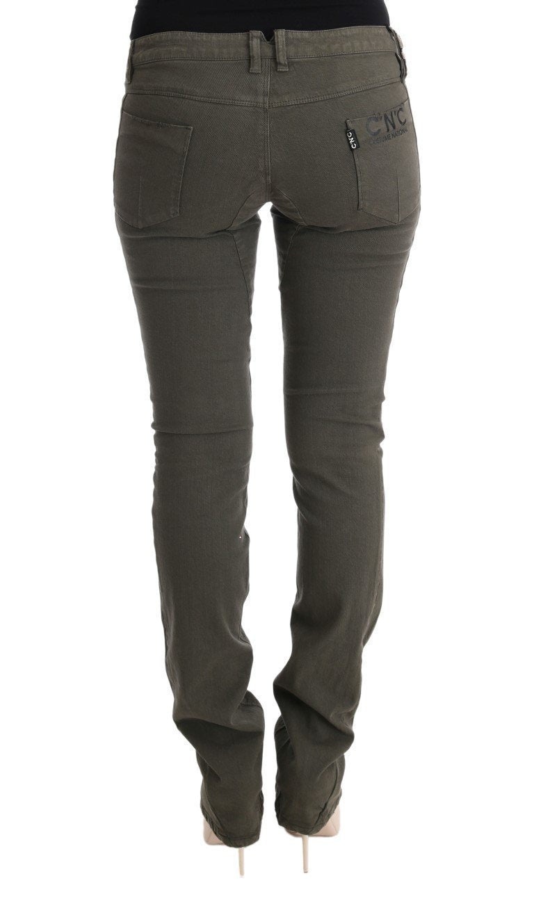 Gray Cotton Slim Fit Denim Jeans