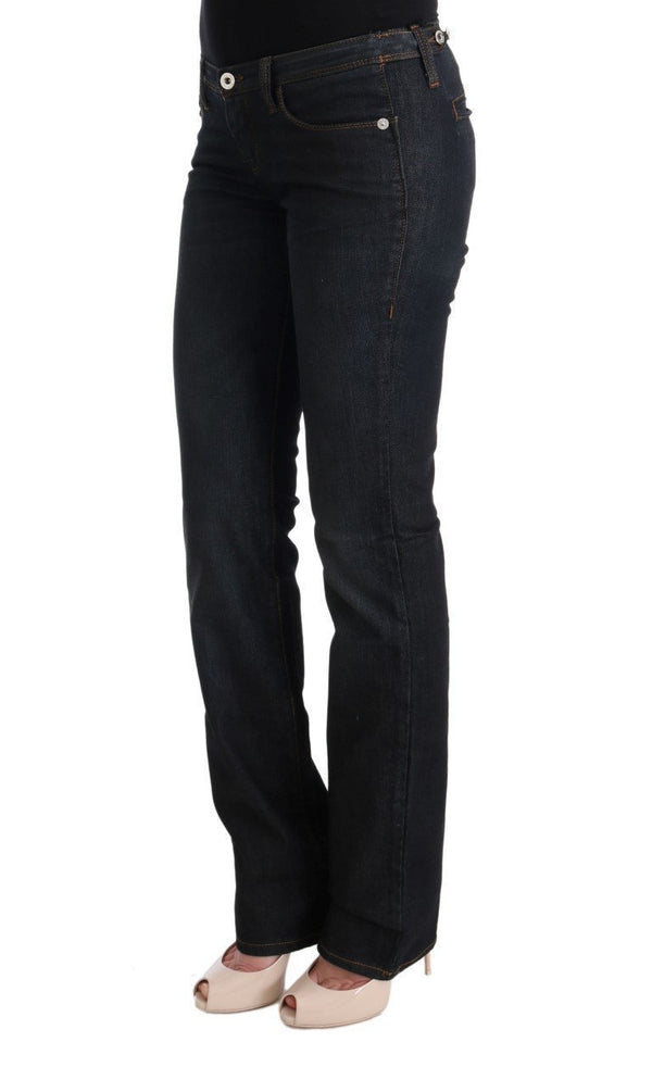 Gray Cotton Slim Flared Jeans