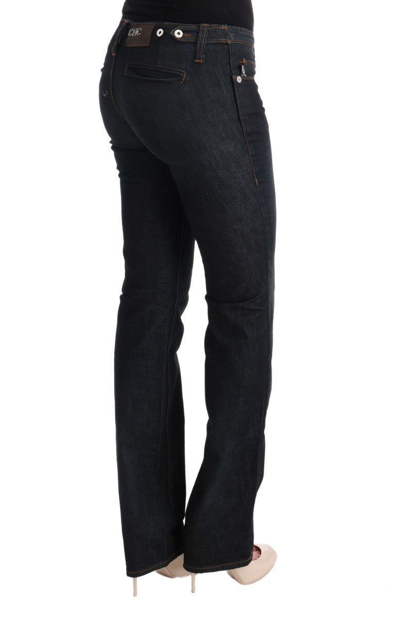 Gray Cotton Slim Flared Jeans