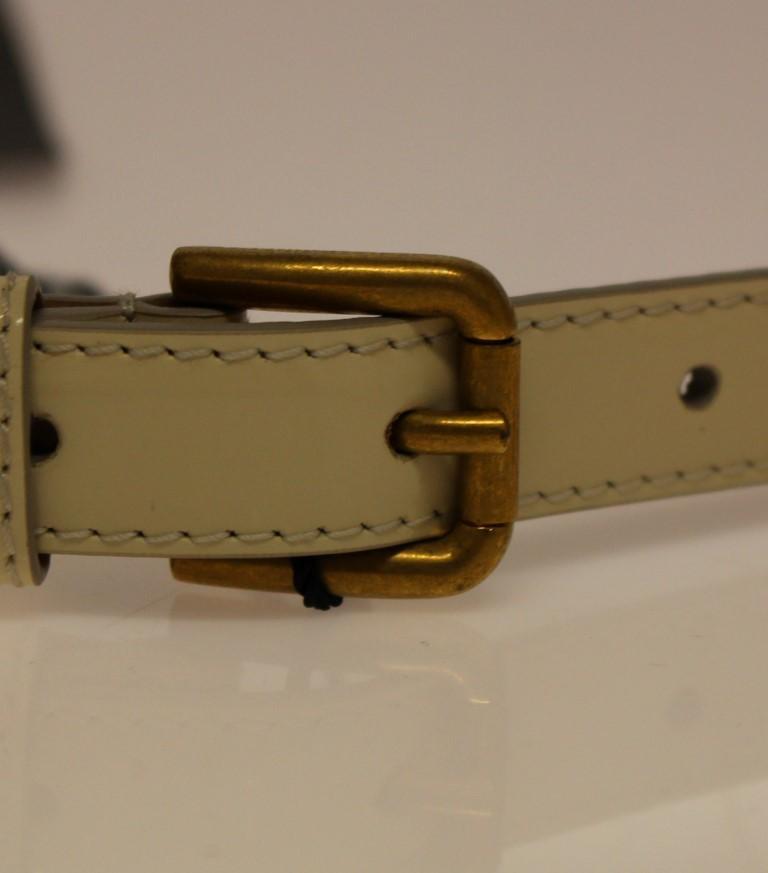 White Leather Logo Belt