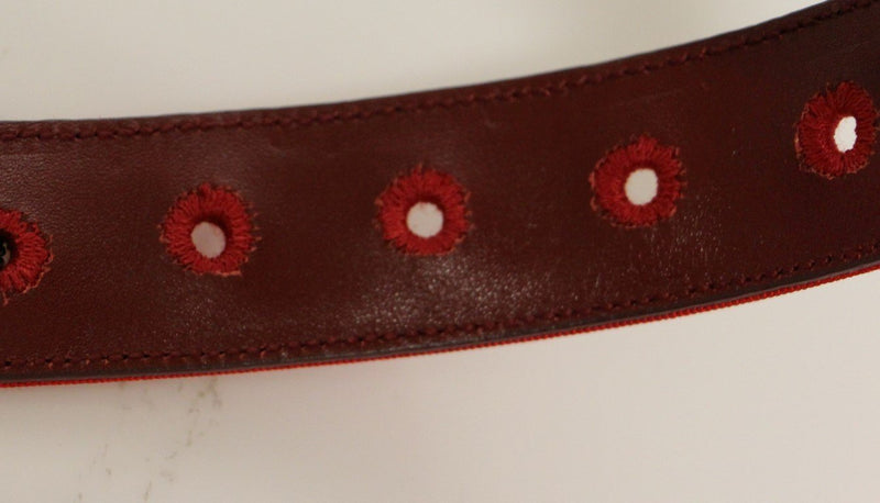 Red Fabric Silver Logo Belt