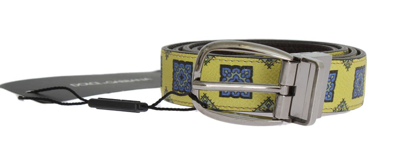 Yellow Leather Pattern Belt