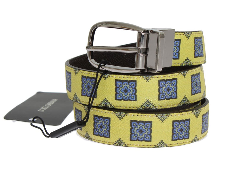 Yellow Leather Pattern Belt