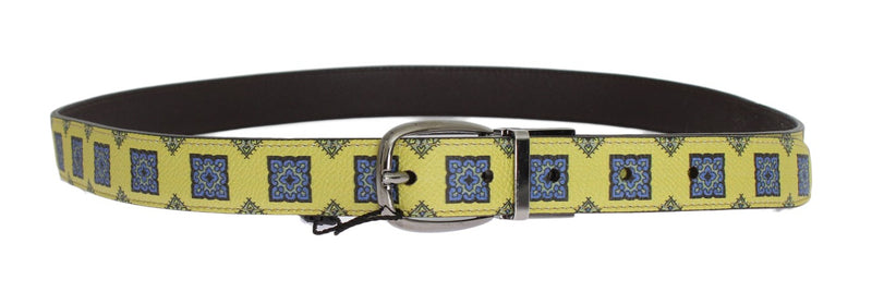 Yellow Leather Pattern Belt