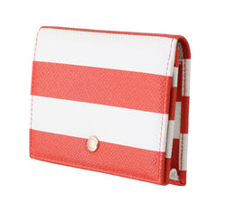 Red White Striped Leather Cardholder Coin Wallet