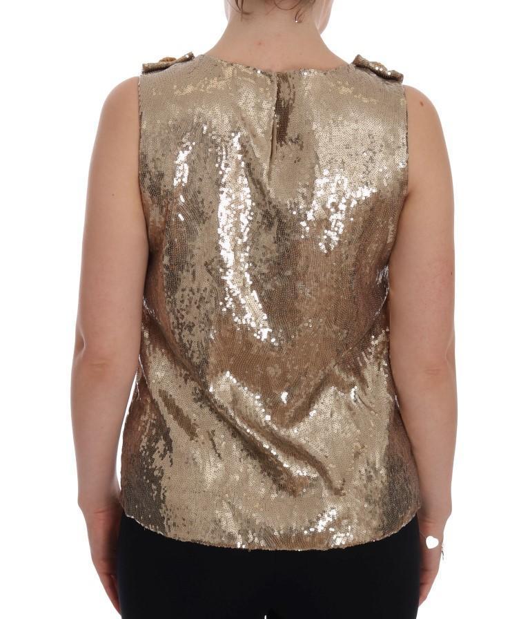 Gold Sequined Crystal Parrot Floral T-shirt
