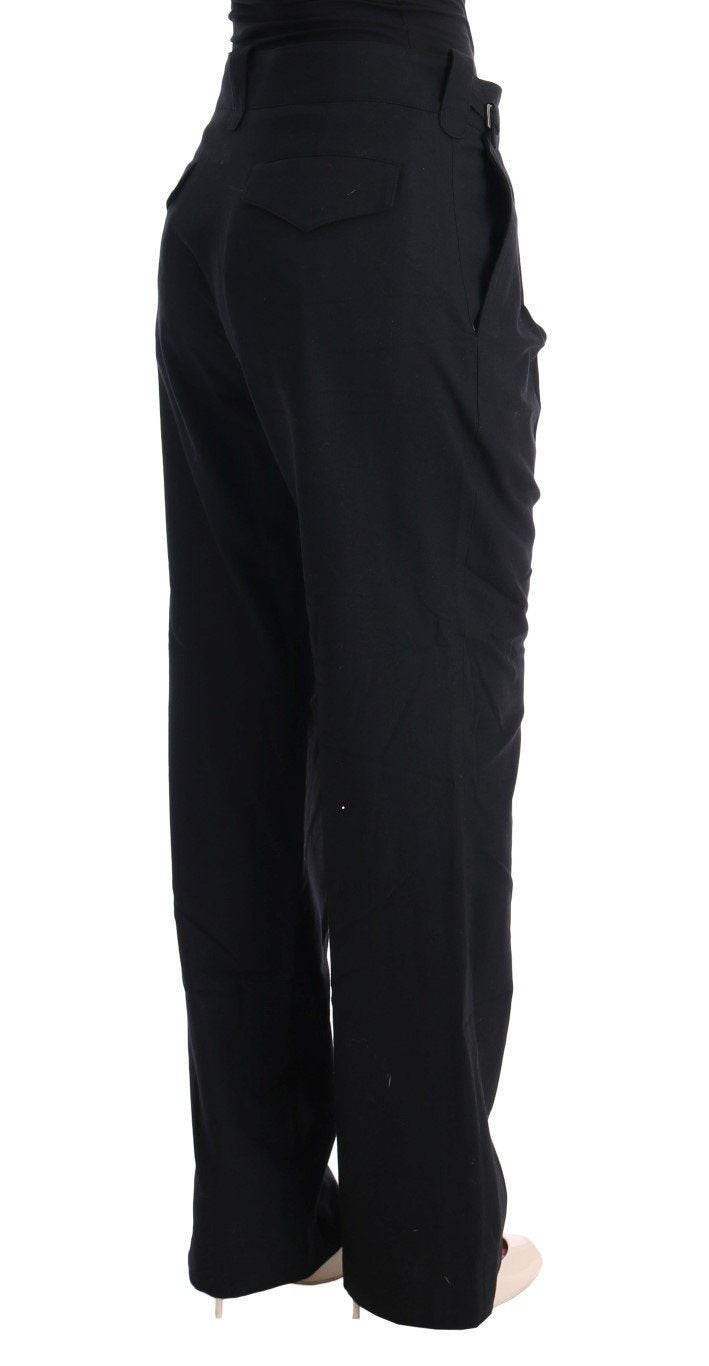 Black Cotton Straight Leg Formal Pants