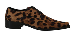 Brown Leopard Print Pony Hair Oxfords