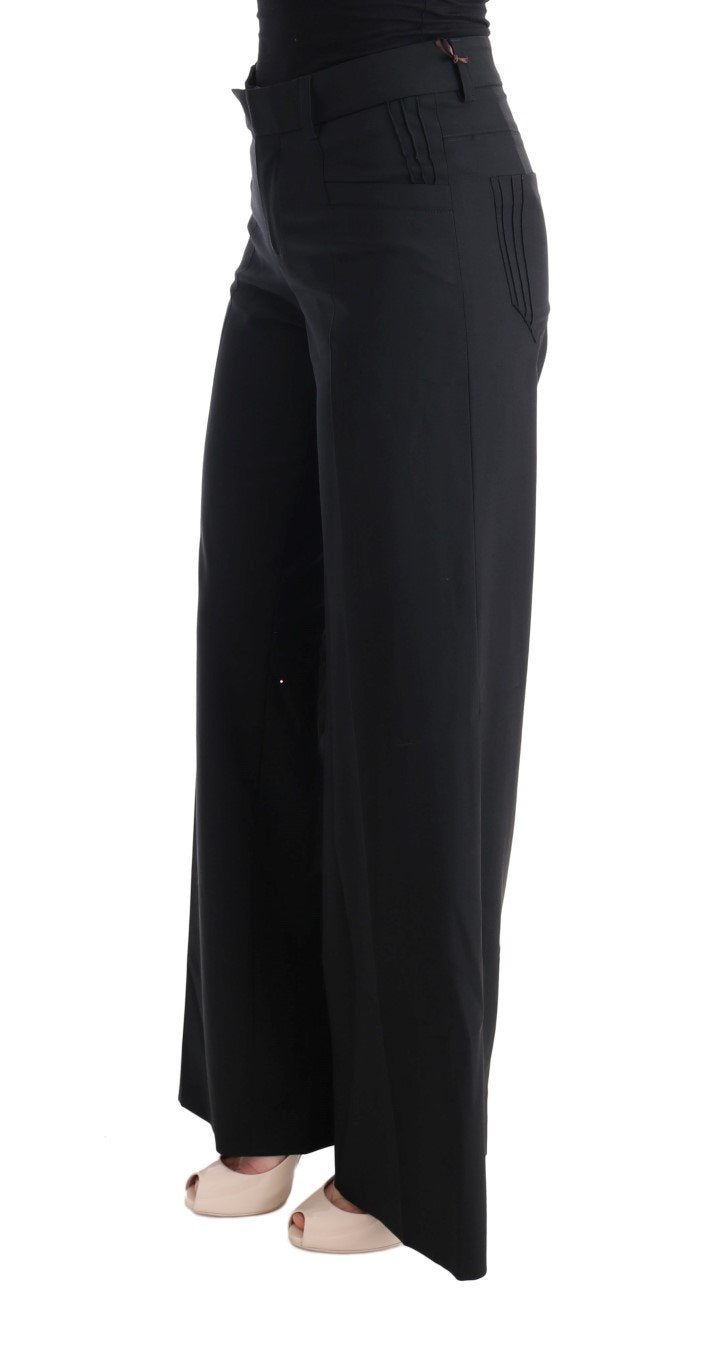 Black Virgin Wool Wide Leg Pants