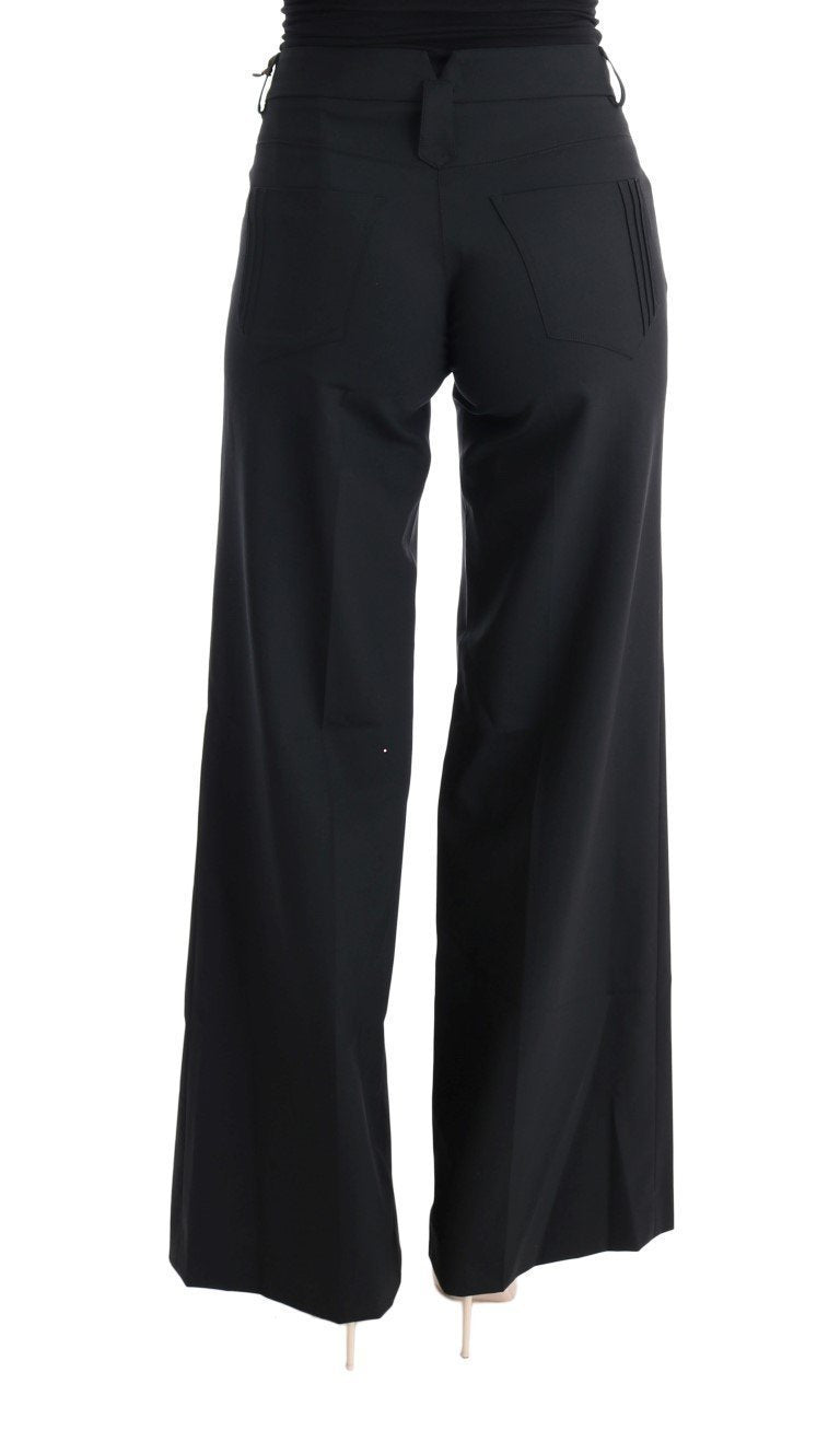 Black Virgin Wool Wide Leg Pants